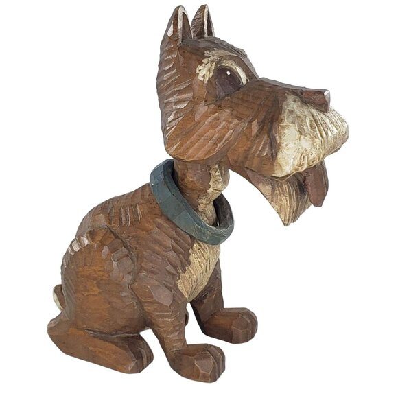 Arthur Shoemaker Dog Terrier Wood Carved Miniature Animal Folk Art Vintage 1972 - Picture 7 of 8